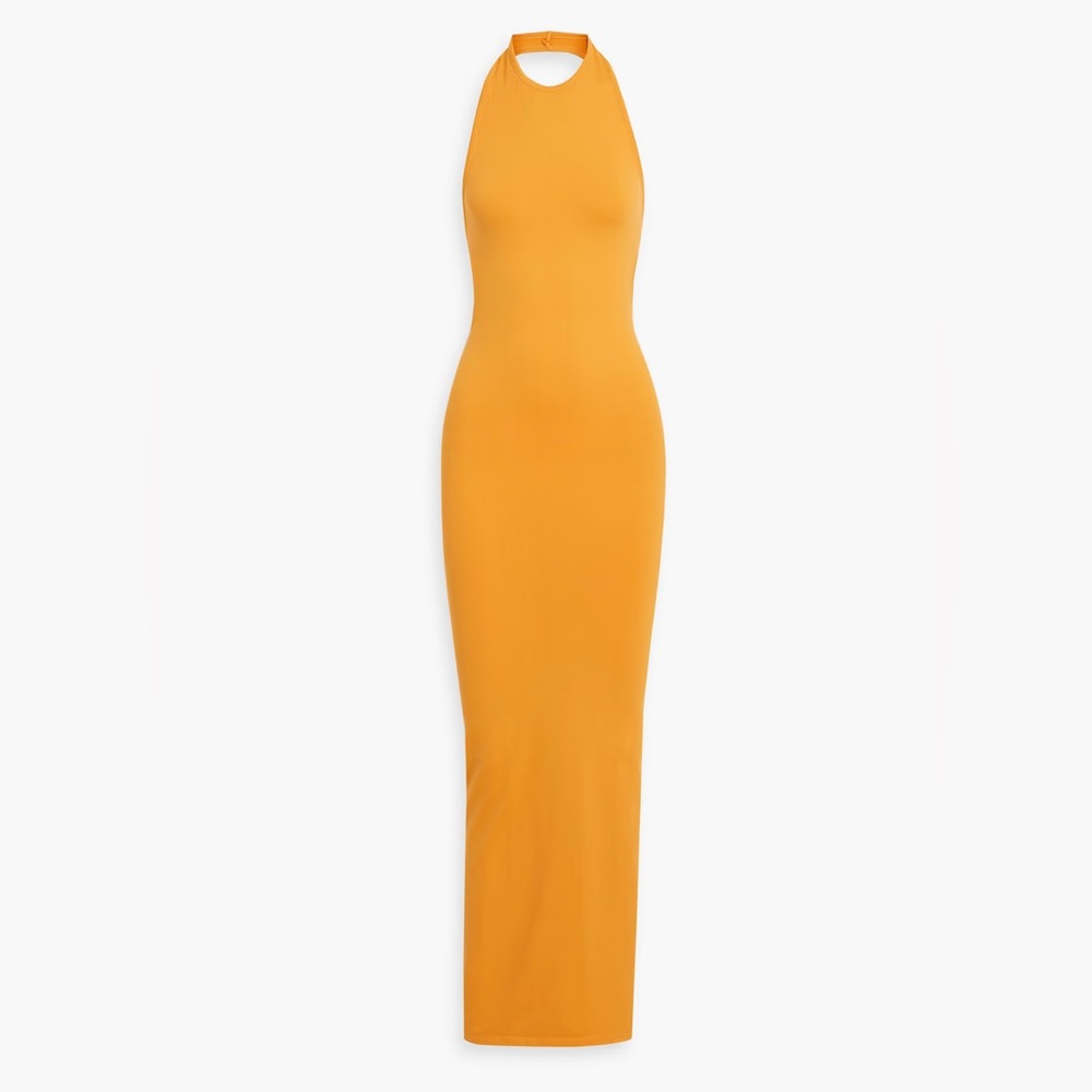 Simon Miller Blim Dress Sunset Orange Side Slit Bodycon Jersey - Picture 3 of 6